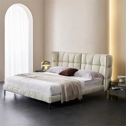 Hiearo Luxury Velvet Fabric Leather Bed