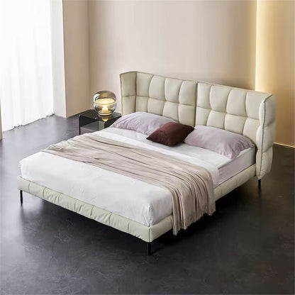 Hiearo Luxury Velvet Fabric Leather Bed