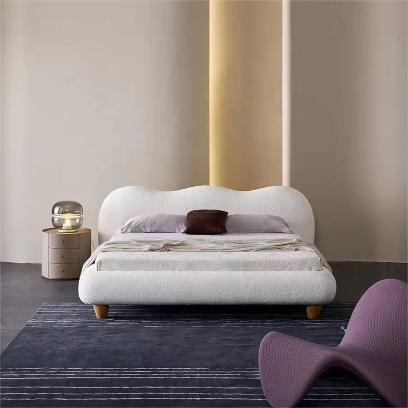 Hosten Minimalist Bed Frame Wooden White Cream Bed