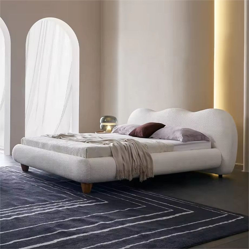 Hosten Minimalist Bed Frame Wooden White Cream Bed