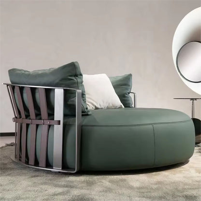 Laytie Round Shape Metal Sofa Leather Single Leisure Chair