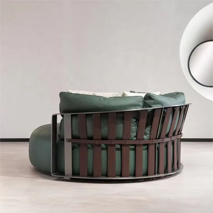 Laytie Round Shape Metal Sofa Leather Single Leisure Chair