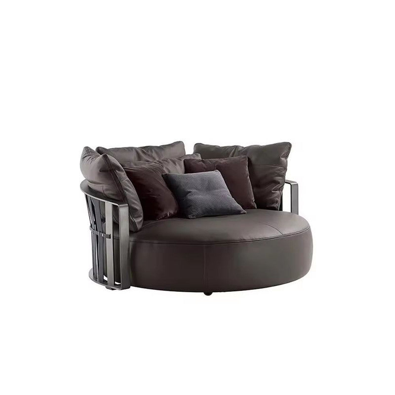 Laytie Round Shape Metal Sofa Leather Single Leisure Chair