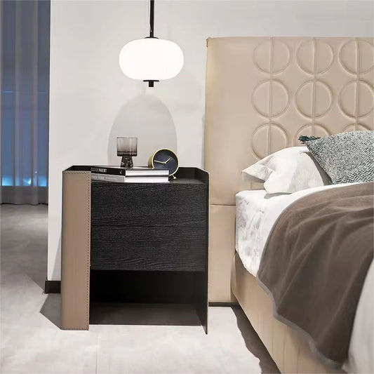 Miynie Modern 2 Drawers Wooden Bedside Table