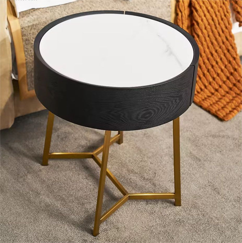 Hialle Modern Black Dome Metal Pedestal Bedside Table