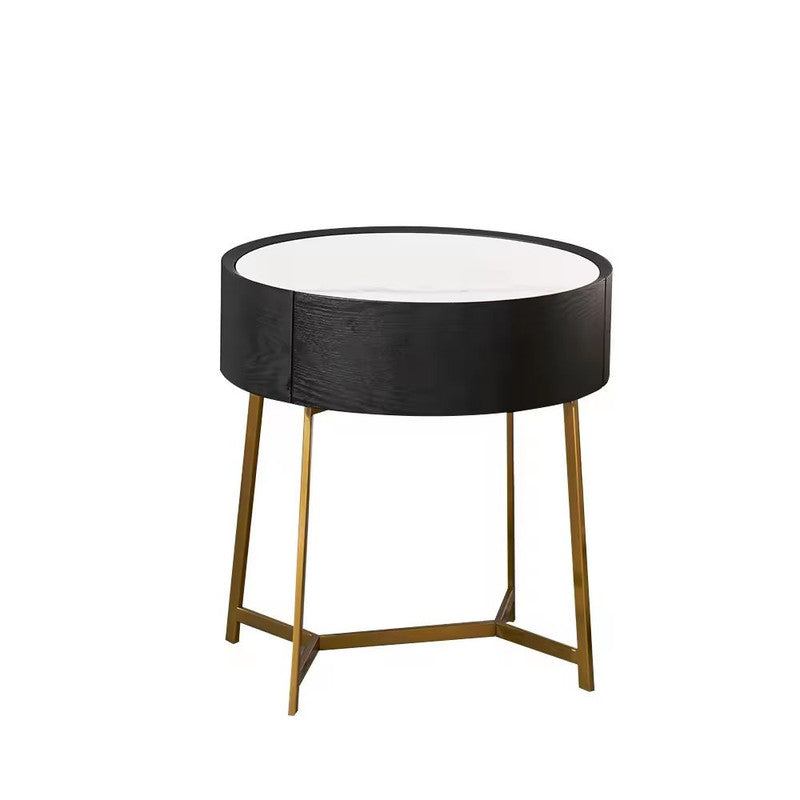 Hialle Modern Black Dome Metal Pedestal Bedside Table