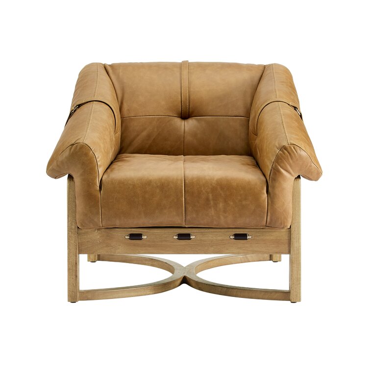 Tufted Genuine Leather Accent Armchair