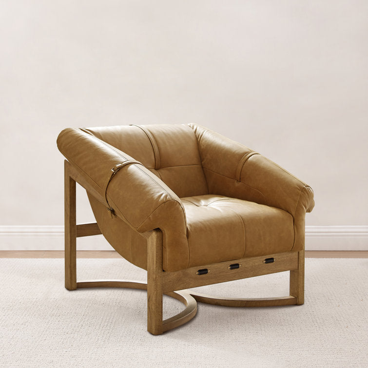 Tufted Genuine Leather Accent Armchair